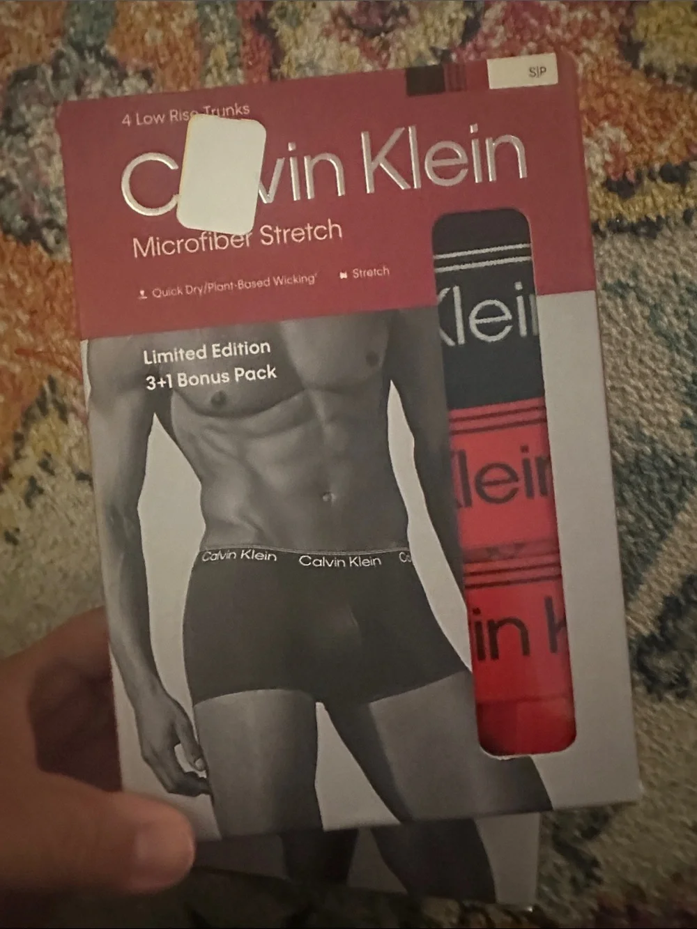 Calvin Klein Men’s Microfiber Stretch Low-Rise Trunks in Red